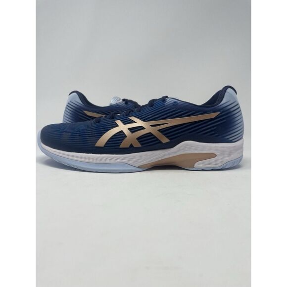 ASICS Solution Speed FF Blue Gold‎ Tennis Pickleball Shoes Women's Size 10 New - Picture 1 of 12